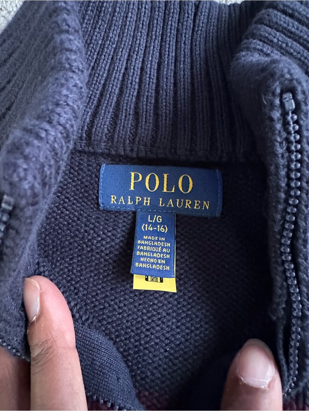 Polo Ralph Lauren Boys Quarter Zip Vintage‎ Pullover Sweater (L) 14-16 - Picture 4 of 8